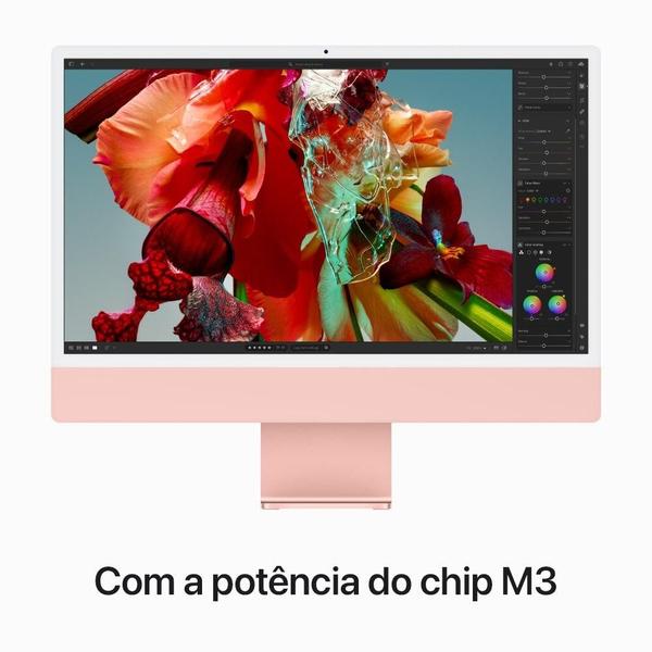 Imagem de Apple iMac  24": Apple M3 com CPU de 8 núcleos, GPU de 10 núcleos, 256 GB - Rosa