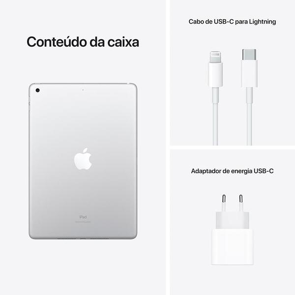 Imagem de Apple iPad 10.2 9ª Geração, A13 Bionic, Wi-Fi, 256GB, Prateado - MK2P3BZ/A