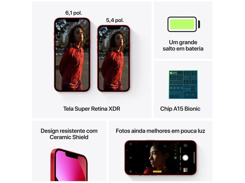 Imagem de Apple iPhone 13 256GB (PRODUCT)RED Tela 6,1”