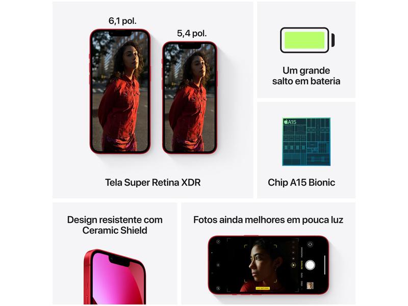 Imagem de Apple iPhone 13 512GB (PRODUCT)RED Tela 6,1” 12MP