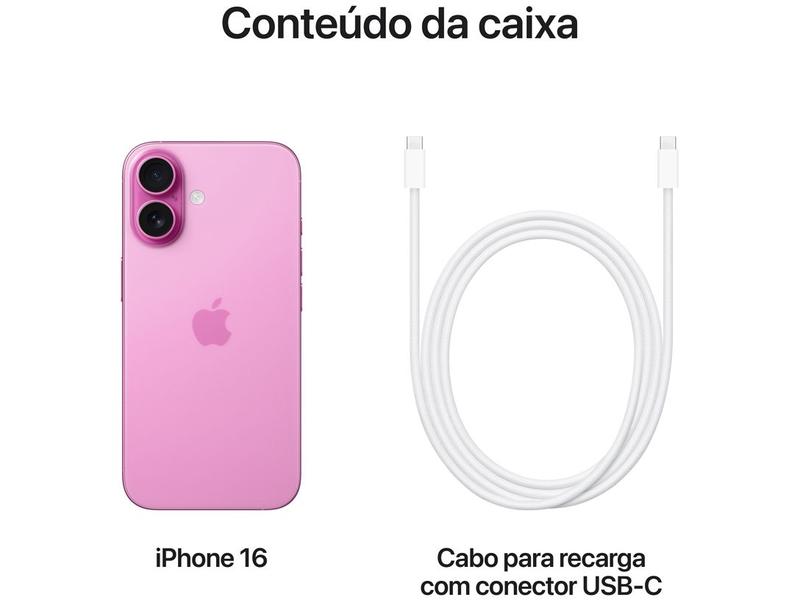 Imagem de Apple iPhone 16 256GB Rosa 6,1" 48MP iOS 5G