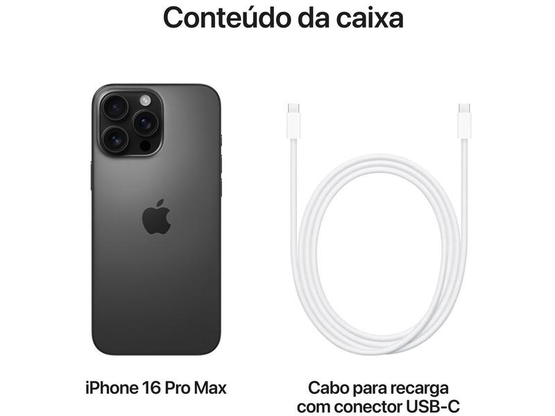 Imagem de Apple iPhone 16 Pro Max 256GB Titânio Preto 6,9" 48MP iOS 5G