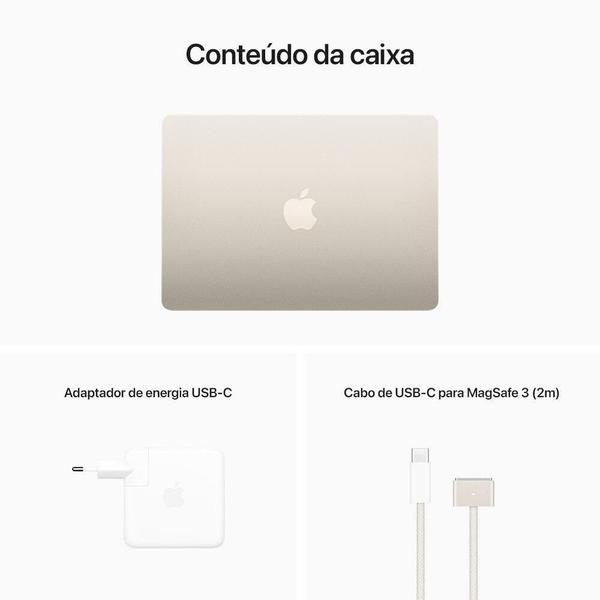 Imagem de Apple MacBook Air 13", M2, CPU de 8 núcleos, GPU de 8 núcleos, 16GB RAM, 256GB SSD- Estelar