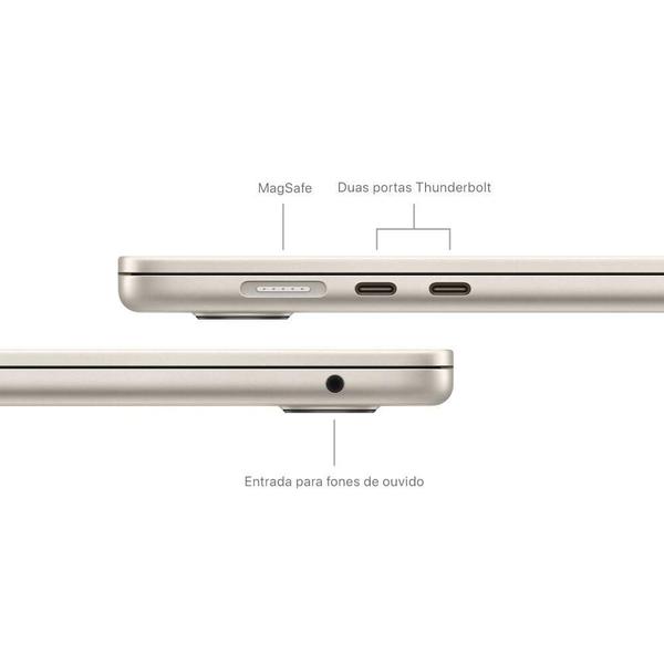 Imagem de Apple MacBook Air 15" (Chip M3 da Apple, CPU de oito núcleos e GPU de dez núcleos, 8GB Memória unificada, 512 GB) - Estelar