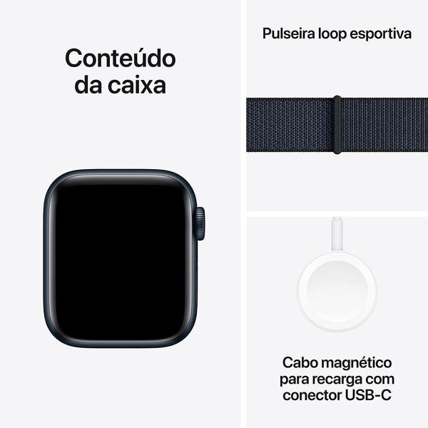 Imagem de Apple Watch SE GPS, Caixa Meia-Noite de Alumínio de 40 mm, Pulseira Loop Esportiva Tinto - MXEA3BE/A