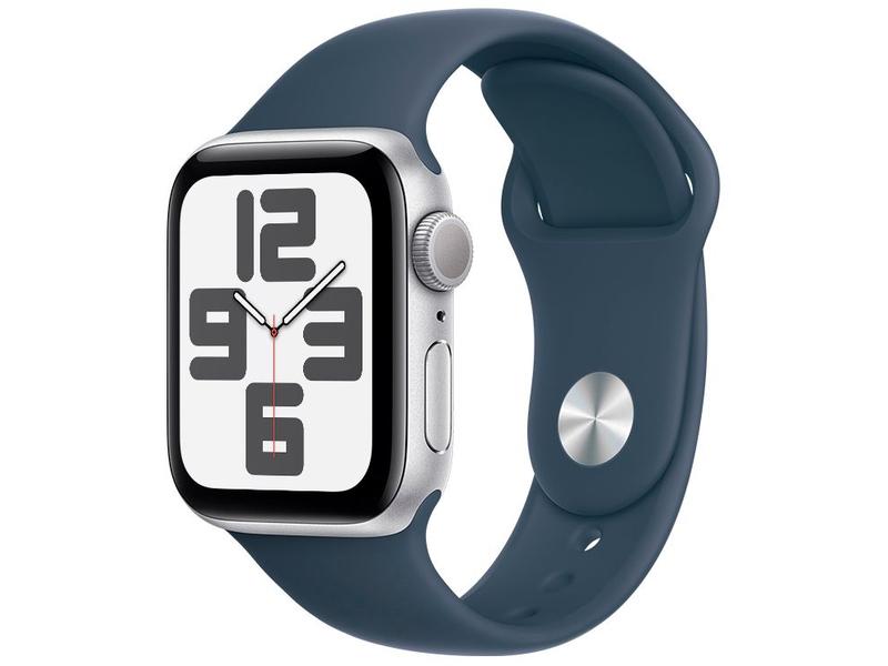 Imagem de Apple Watch SE GPS Caixa Prateada de Alumínio 40mm Pulseira Esportiva Azul-tempestade P/M