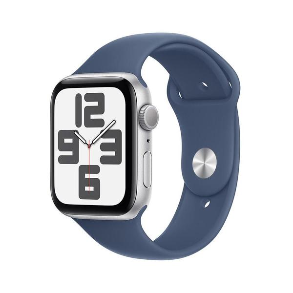 Imagem de Apple Watch SE GPS  Caixa prateada de alumínio  44 mm  Pulseira esportiva denim  M/G