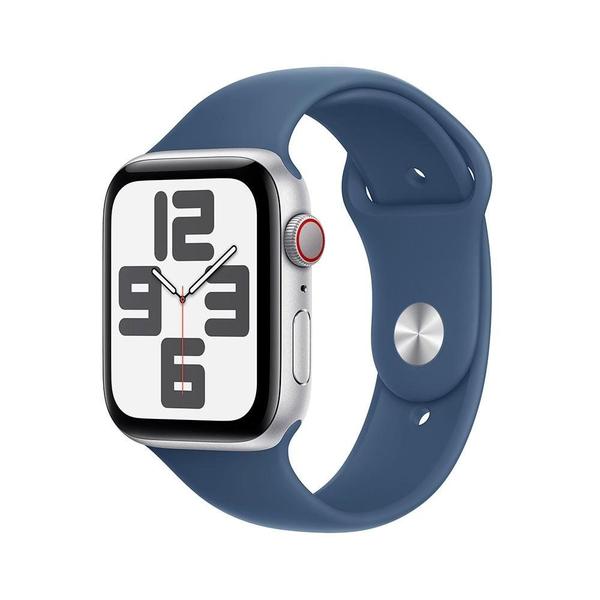 Apple Watch SE GPS + Cellular, Caixa Prateada de Alumínio de 44 mm, Pulseira Esportiva Denim, Tamanho M/G - MXGQ3BE/A