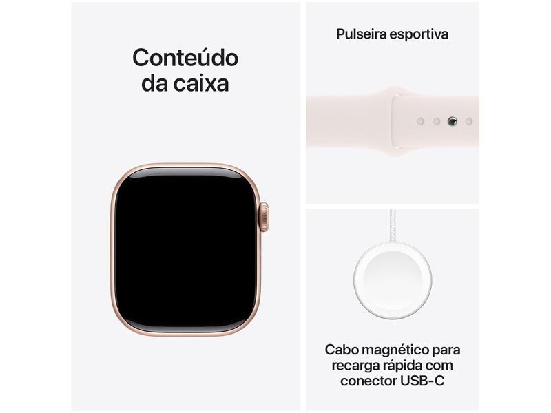 Imagem de Apple Watch Series 10 GPS Caixa Cor de Ouro Rosa de Alumínio 42mm Pulseira Esportiva Blush-clara P/M