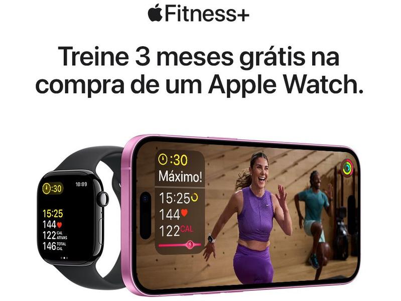 Imagem de Apple Watch Series 10 GPS Caixa Preta Brilhante de Alumínio 42mm Pulseira Esportiva Preta M/G