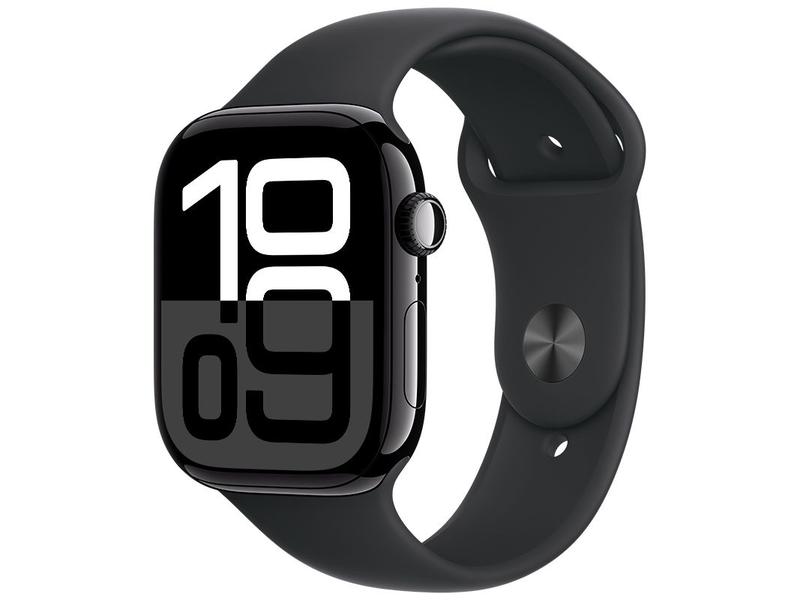 Imagem de Apple Watch Series 10 GPS Caixa Preta Brilhante de Alumínio 46mm Pulseira Esportiva Preta M/G