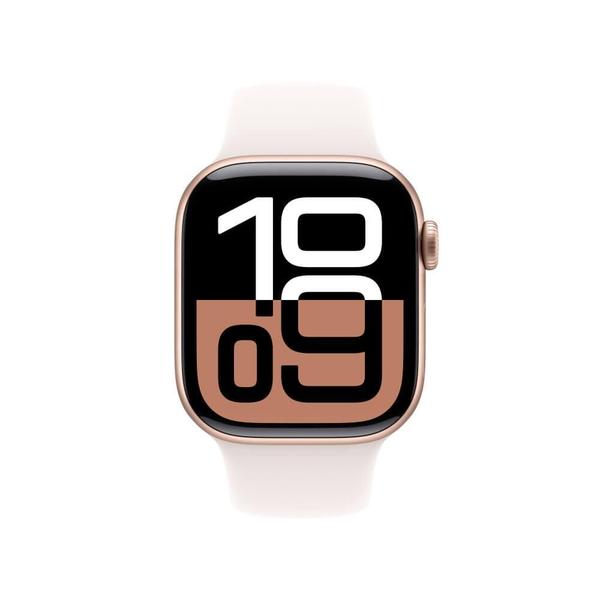 Imagem de Apple Watch Series 10 GPS + Cellular  Caixa cor de ouro rosa de alumínio  42 mm  Pulseira esportiva blush-clara  M/G