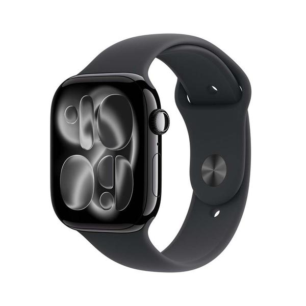 Apple Watch Series 11 GPS Caixa Preta Brilhante de Alumínio 46mm Pulseira Esportiva Preta P/M