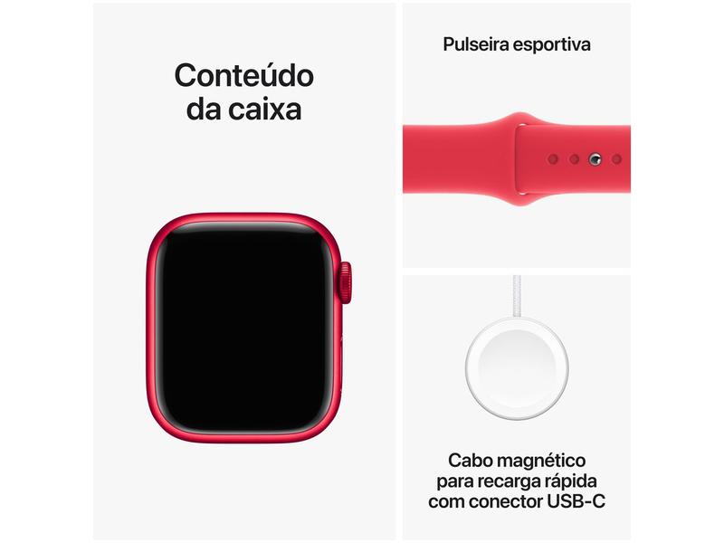 Imagem de Apple Watch Series 9 GPS Caixa (PRODUCT)RED de Alumínio 41mm Pulseira Esportiva (PRODUCT)RED P/M