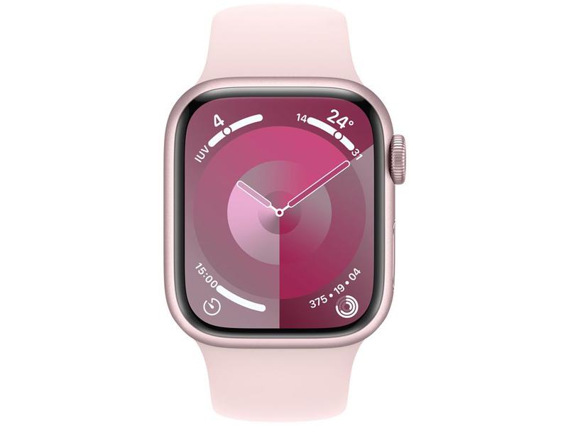 Imagem de Apple Watch Series 9 GPS Caixa Rosa de Alumínio 41mm Pulseira Esportiva Rosa-clara M/G