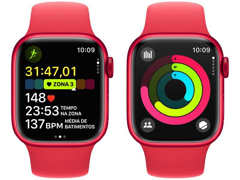 Imagem de Apple Watch Series 9 GPS + Cellular Caixa (PRODUCT)RED de Alumínio 41mm Pulseira Esportiva (PRODUCT)RED P/M