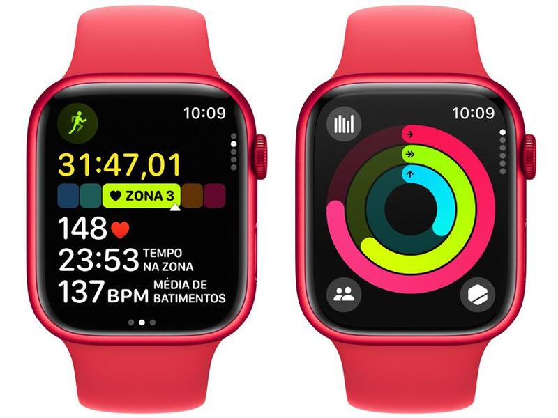 Imagem de Apple Watch Series 9 GPS + Cellular Caixa (PRODUCT)RED de Alumínio 45mm Pulseira Esportiva (PRODUCT)RED M/G