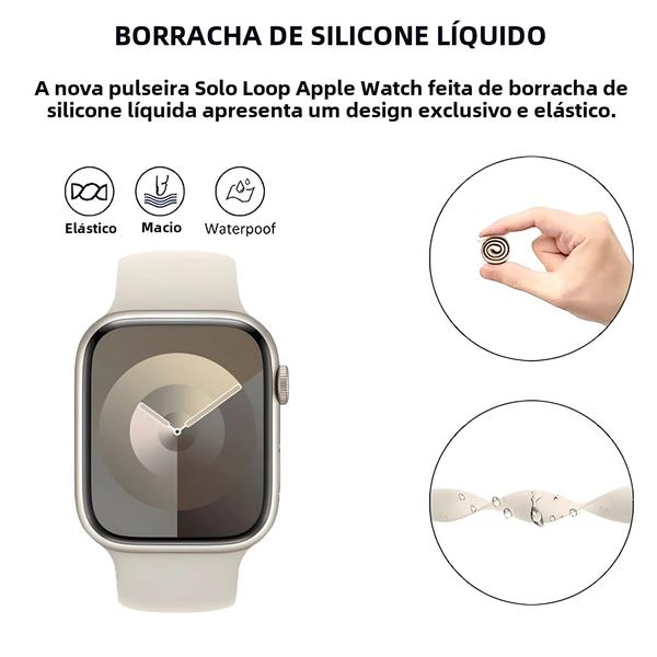 Imagem de Apple Watch Solo Loop Strap Unissex 40mm 44mm 45mm 41mm 42mm 49mm 46mm iWatch Série 9 10 8 7 6 5