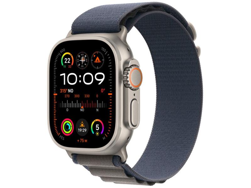 Imagem de Apple Watch Ultra 2 GPS + Cellular Caixa de Titânio de 49mm Pulseira Loop Alpina Azul M (Neutro em Carbono)