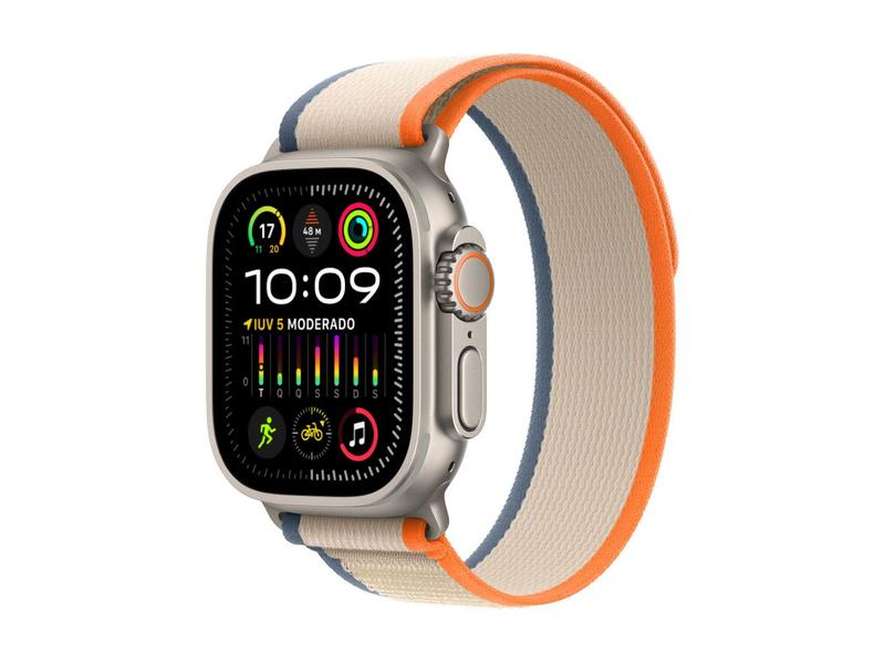 Imagem de Apple Watch Ultra 2 GPS + Cellular Caixa de Titânio de 49mm Pulseira Loop Trail Laranja/Bege P/M (Neutro em Carbono)