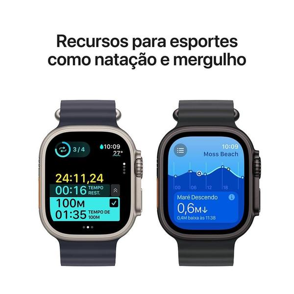 Imagem de Apple Watch Ultra 2 GPS + Cellular  Caixa natural de titânio de 49 mm  Pulseira natural estilo milanês de titânio  P