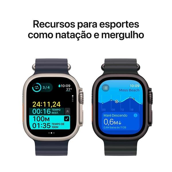 Imagem de Apple Watch Ultra 2 GPS + Cellular, Caixa Natural de Titânio de 49 mm, Pulseira Natural Estilo Milanês de Titânio, Tamanho M - MX5R3BE/A