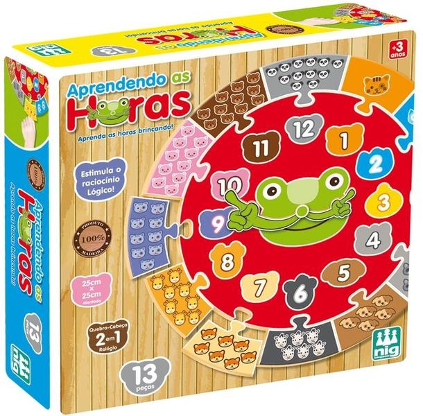 Aprendendo As Horas Madeira - Pedagógico Alfabetização - Nig - Nig Brinquedos Imagem de Aprendendo As Horas Madeira - Pedagógico Alfabetização - Nig