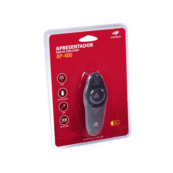 Imagem de Apresentador Sem fio Wireless Presenter AP400 Laser Point C3TECH