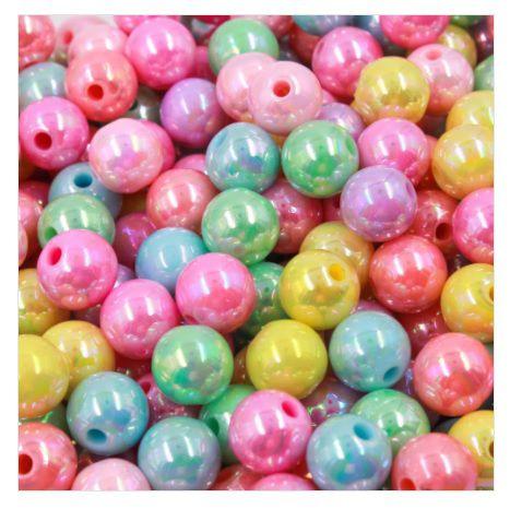 Imagem de Aprox. 1745 Perolas Irisada 8mm Candy Colors Pacote com 500g