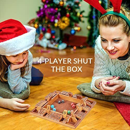 Imagem de ApudArmis 4-Way Shut The Box, Large Wooden Board Game Set with Dice, 4 Maneiras de jogar shut-the-box para crianças aprendendo adultos sala de aula home party pub (12 em)