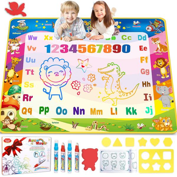 Imagem de Aqua Magic Doodle Drawing Mat - 40x30 Polegadas Grande Cor Água Escrita Quadro de Pintura para Crianças Bebê Criança - Brinquedos Educacionais Sem Bagunça Presente de Xmas Para Menino Menina 2 3 4 5 6 7 8 Anos de idade