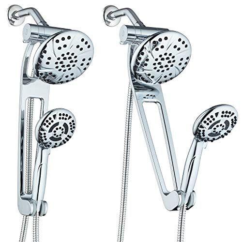 Imagem de AquaDance Chrome AQUABAR High-Pressure 3-Way Spa Combo com braço de extensão ajustável de 18" para fácil alcance & mobilidade Desfrute de luxo 6" Rain & Handheld Shower Head Separadamente ou Juntos Acabamento