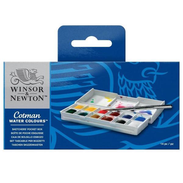 Imagem de Aquarela Cotman Sketchers' Pocket Box 12 Cores 14 Peças Winsor & Newton 