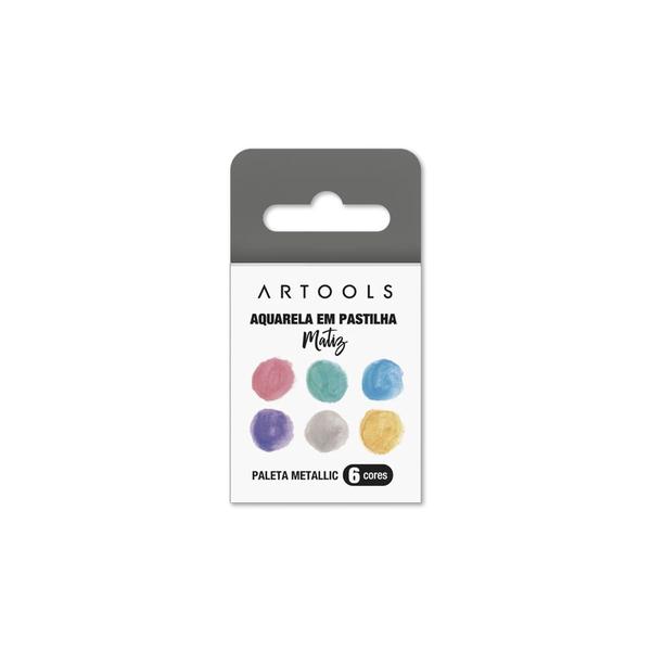Aquarela em Pastilha Matiz Artools com 6 Cores - Metallic Imagem de Aquarela em Pastilha Matiz Artools com 6 Cores - Metallic