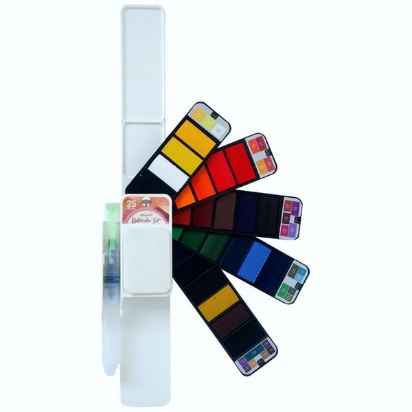 Imagem de Aquarela em Pastilha Sinoartcom 25 cores + Pincel SFP091