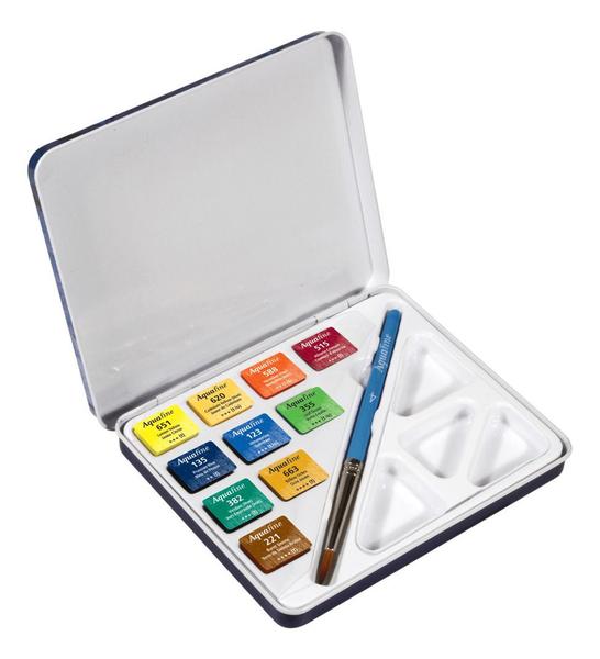 Imagem de Aquarela Pastilha Aquafine Daler Rowney 10 Cores + Pincel