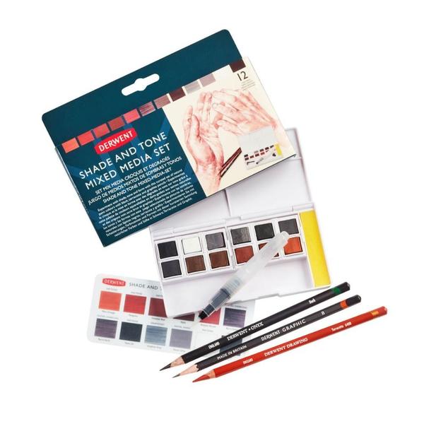 Imagem de Aquarela Pastilha Derwent Mixed Media Set 12 Cores