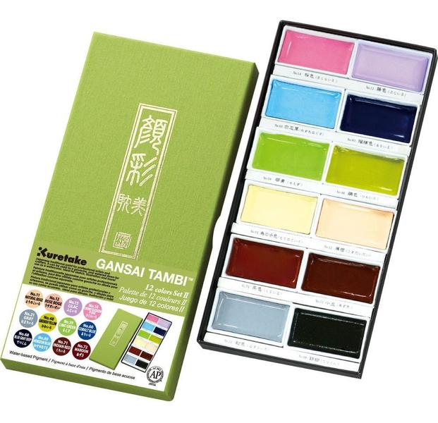 Imagem de Aquarela Profissional Kuretake Gansai Tambi 12 Cores Set II