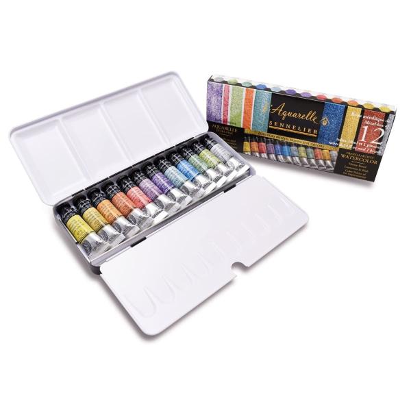 Aquarela Sennelier L'Aquarelle Profissional 12 Cores Iridesc Imagem de Aquarela Sennelier L'Aquarelle Profissional 12 Cores Iridesc
