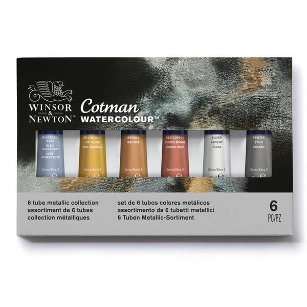 Imagem de Aquarela Tubo Winsor  Newton Cotman 6 Cores Metálicas