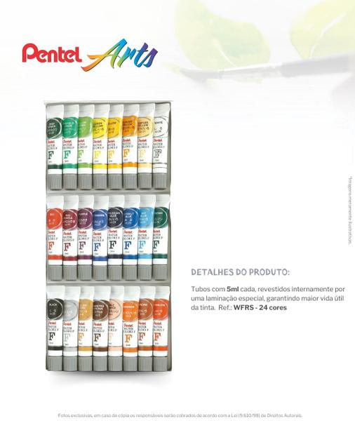 Imagem de Aquarela Water Colours Tinta Com 24 Cores Pentel Arts