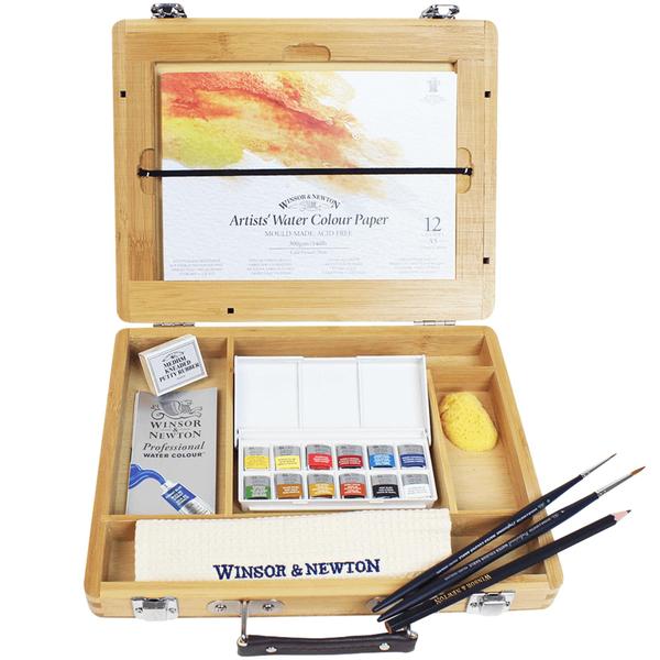 Imagem de Aquarela Winsor & Newton Profissional em Pastilhas Caixa Madeira