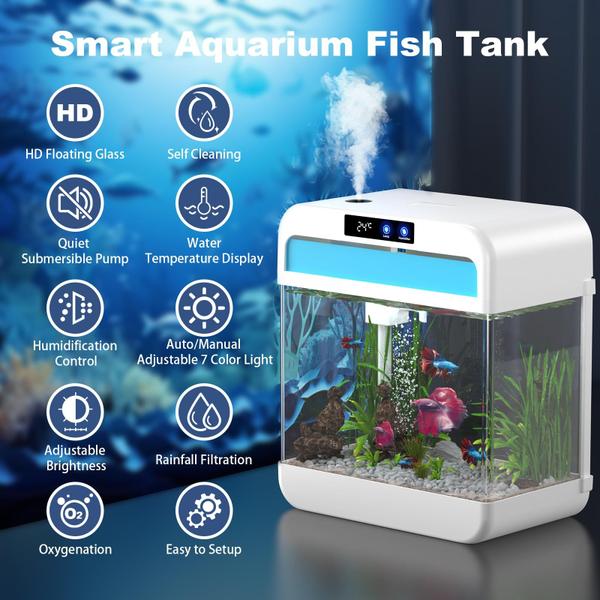 Imagem de Aquário JPHYLL Fish Tank 8,3 L com umidificador de 7 cores