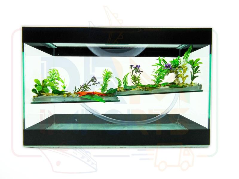 Imagem de Aquário Terrário N5 Vidro Decorado 40x19x25 Peixe Tartaruga