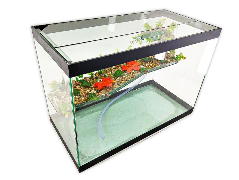 Imagem de Aquário Terrário N7 Vidro Decorado 50x25x35 Peixe Tartaruga