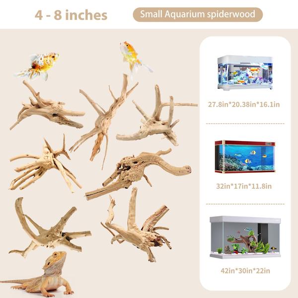 Imagem de Aquarium Decor Driftwood WDEFUN Spider Wood 10-20 cm Pacote com 7