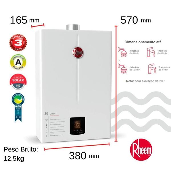 Imagem de Aquecedor 30 litros digital EF 127-220 V GLP Rheem 