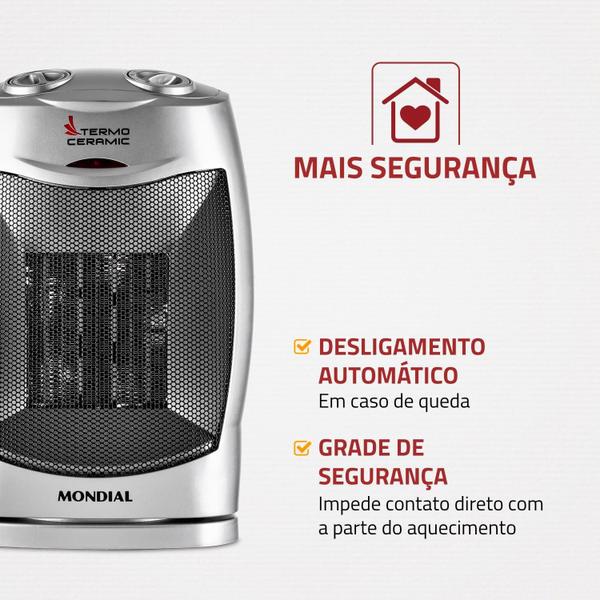 Imagem de AQUECEDOR A-05 TERMO CERAMIC Portátil CINZA 220V 1500W MONDIAL