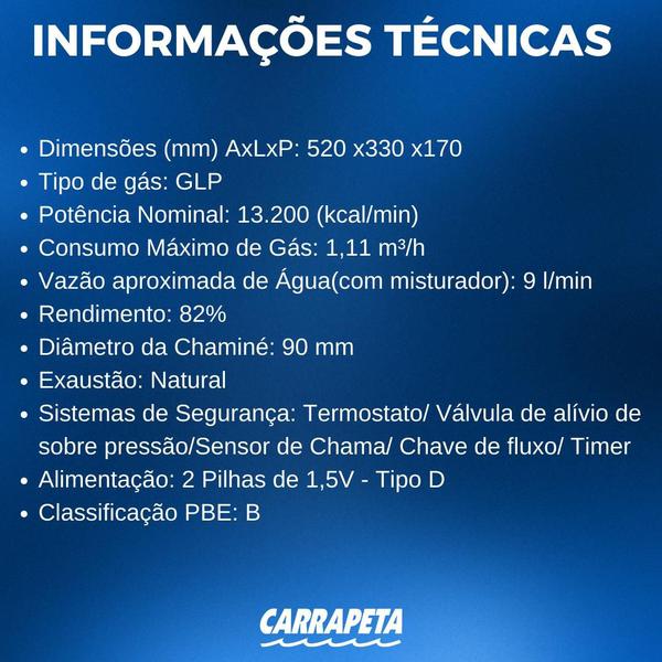 Imagem de Aquecedor a Gás 9 Litros M09 GLP Rinnai