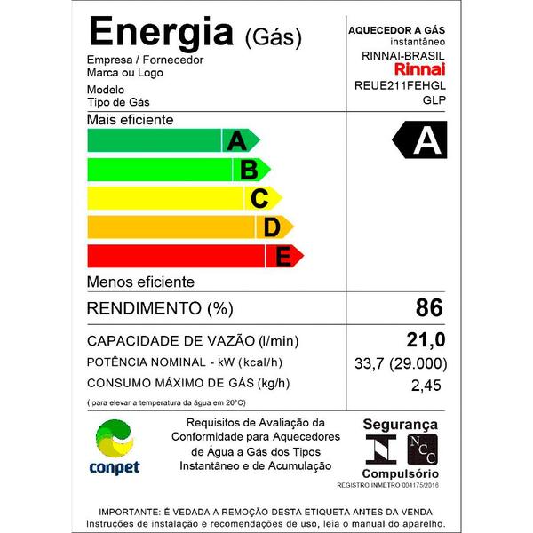 Imagem de Aquecedor a Gás Rinnai E21 - Prata - Bivolt - GLP